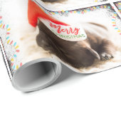 Kerstknuppel in Santa Hat met kerstlampjes Cadeaupapier (Rol Hoek)