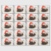 Kerstknuppel in Santa Hat met kerstlampjes Cadeaupapier (Vlak)