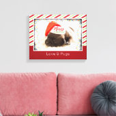 Kerstknuppel in Santa Hat met kerstlampjes Canvas Afdruk (Insitu (Woonkamer))