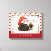 Kerstknuppel in Santa Hat met kerstlampjes Canvas Afdruk (Voorkant)