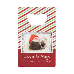 Kerstknuppel in Santa Hat met kerstlampjes Creditkaart Flessenopener