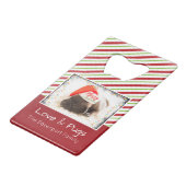 Kerstknuppel in Santa Hat met kerstlampjes Creditkaart Flessenopener (Voorkant Gekanteld)