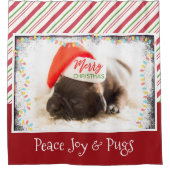 Kerstknuppel in Santa Hat met kerstlampjes Douchegordijn (Voorkant)