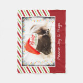 Kerstknuppel in Santa Hat met kerstlampjes Fleece Deken (Voorkant)