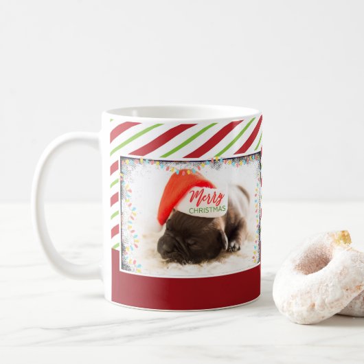 Kerstknuppel in Santa Hat met kerstlampjes Koffiemok (Met donut)