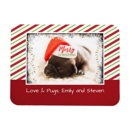 Kerstknuppel in Santa Hat met kerstlampjes Magneet (Horizontaal)