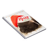 Kerstknuppel in Santa Hat met kerstlampjes Notitieboek (Rechterzijde)