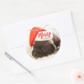Kerstknuppel in Santa Hat met kerstlampjes Ronde Sticker (Envelop)