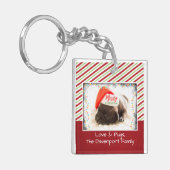 Kerstknuppel in Santa Hat met kerstlampjes Sleutelhanger (Voorkant Links)