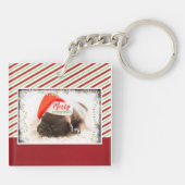 Kerstknuppel in Santa Hat met kerstlampjes Sleutelhanger (Achterkant)