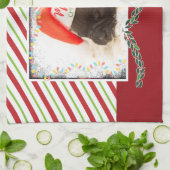 Kerstknuppel in Santa Hat met kerstlampjes Theedoek (Gevouwen)