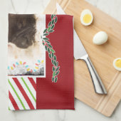 Kerstknuppel in Santa Hat met kerstlampjes Theedoek (Quarter Fold)