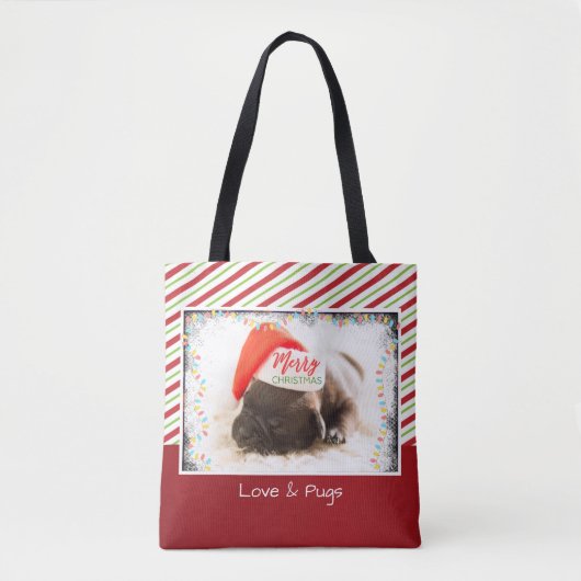 Kerstknuppel in Santa Hat met kerstlampjes Tote Bag (Voorkant)