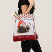 Kerstknuppel in Santa Hat met kerstlampjes Tote Bag (Dichtbij)