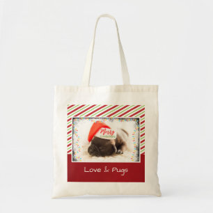 Kerstknuppel in Santa Hat met kerstlampjes Tote Bag