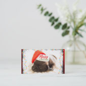 Kerstknuppel in Santa Hat met kerstlampjes Visitekaartje (Staand voorkant)