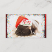 Kerstknuppel in Santa Hat met kerstlampjes Visitekaartje (Voorkant)