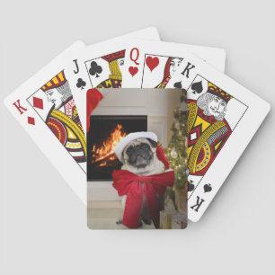 Kerstknuppel Wachten op Kerstmis voor Kerstman Pokerkaarten