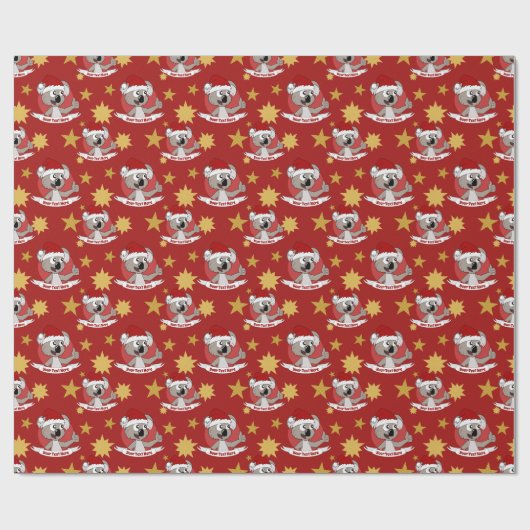 Kerstkoala-cartoon Cadeaupapier (Vlak)