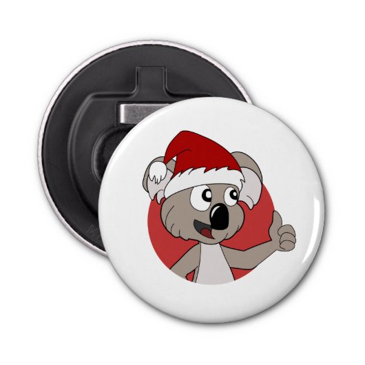 Kerstkoala cartoon flesopening button flesopener (Voorkant)