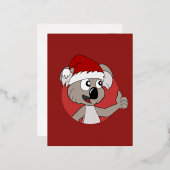 Kerstkoala-cartoon Folie Feestdagen Briefkaart (Voorkant / Achterkant)