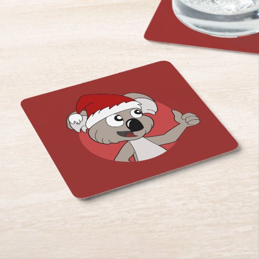 Kerstkoala-cartoon Kartonnen Onderzetters (Schuin)