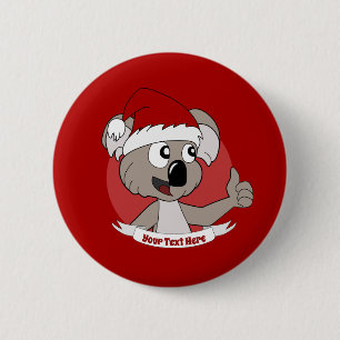 Kerstkoala-cartoon Ronde Button 5,7 Cm