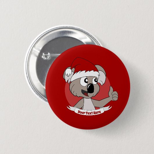 Kerstkoala-cartoon Ronde Button 5,7 Cm (Voorkant /achterkant)