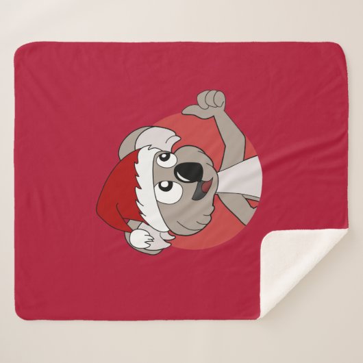 Kerstkoala-cartoon Sherpa Deken (Voorkant (horizontaal))