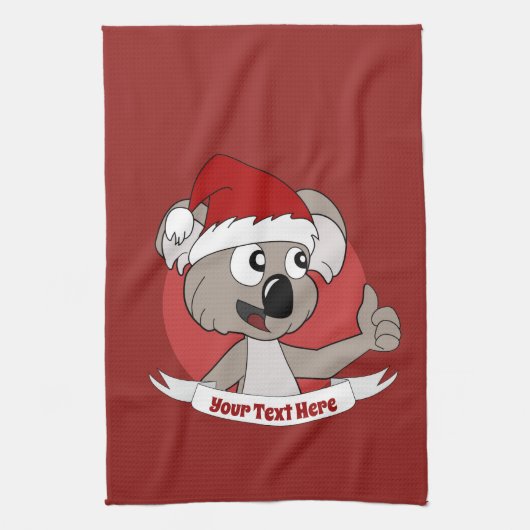 Kerstkoala-cartoon Theedoek (Verticaal)