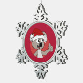 Kerstkoala-cartoon Tin Sneeuwvlok Ornament (Rechts)