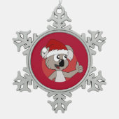 Kerstkoala-cartoon Tin Sneeuwvlok Ornament (Voorkant)