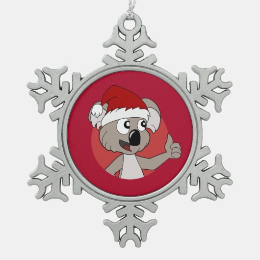 Kerstkoala-cartoon Tin Sneeuwvlok Ornament (Voorkant)