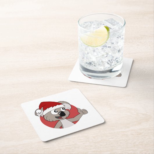 Kerstkoala cartoon vierkant papier onderzetter (Insitu)