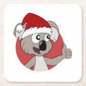 Kerstkoala cartoon vierkant papier onderzetter (Voorkant)