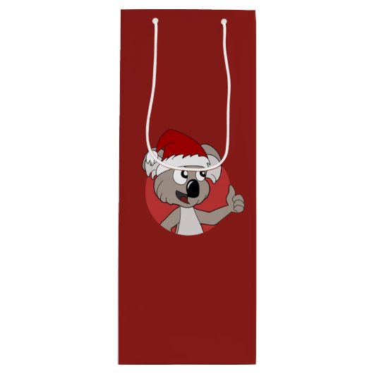 Kerstkoala-cartoon Wijn Cadeautas (Voorkant)