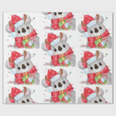 Kerstkoala met aardboeien cadeaupapier (Vlak)