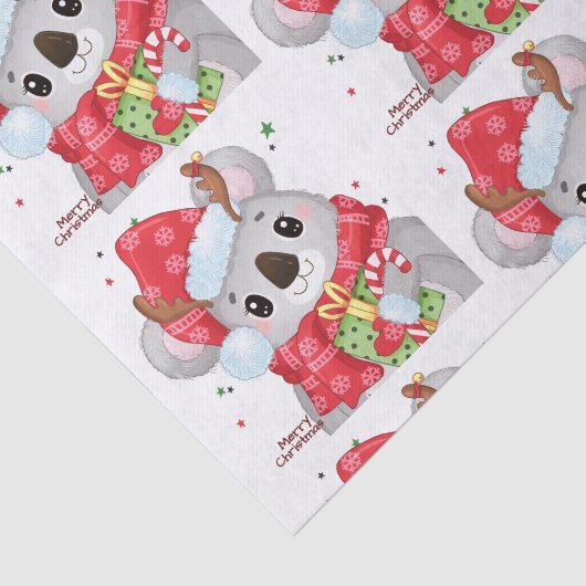 Kerstkoala met aardboeien tissuepapier (Detail)