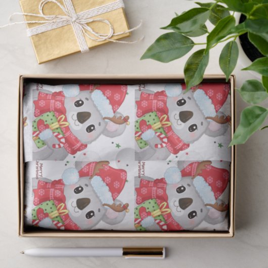 Kerstkoala met aardboeien tissuepapier (Geschenk)
