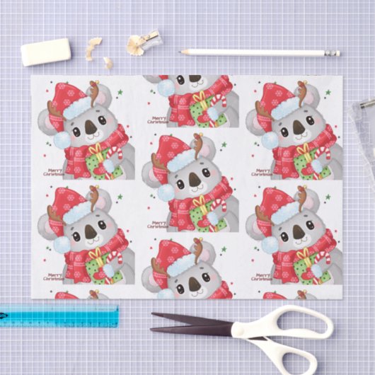 Kerstkoala met aardboeien tissuepapier (Craft)