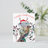 Kerstkoala met kerstmuts briefkaart (Staand voorkant)