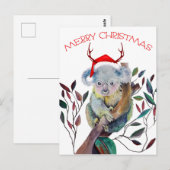Kerstkoala met kerstmuts briefkaart (Voorkant / Achterkant)
