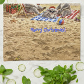 Kerstkoala's op het strand theedoek (Gevouwen)