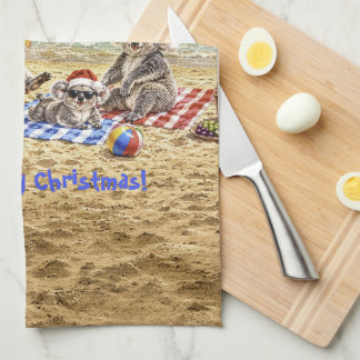 Kerstkoala's op het strand theedoek