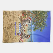 Kerstkoala's op het strand theedoek (Horizontaal)
