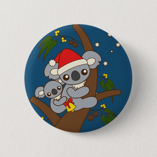 KerstKoalas Ronde Button 5,7 Cm (Voorkant)