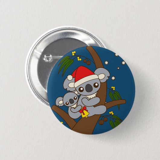 KerstKoalas Ronde Button 5,7 Cm (Voorkant /achterkant)