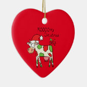 kerstKoe Funny Cartoon Kinderen Keramisch Ornament (Rechts)