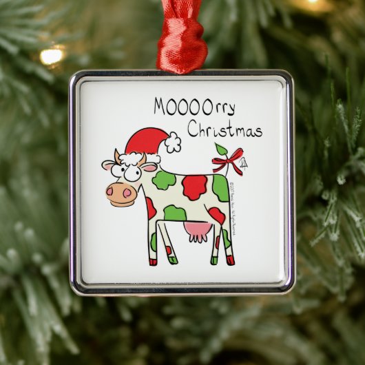 kerstKoe Funny Cartoon Kinderen Metalen Ornament (Boom)