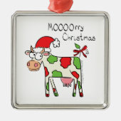 kerstKoe Funny Cartoon Kinderen Metalen Ornament (Voorkant)